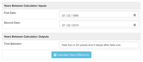 2004-2023|Years Calculator: how many years between two dates。